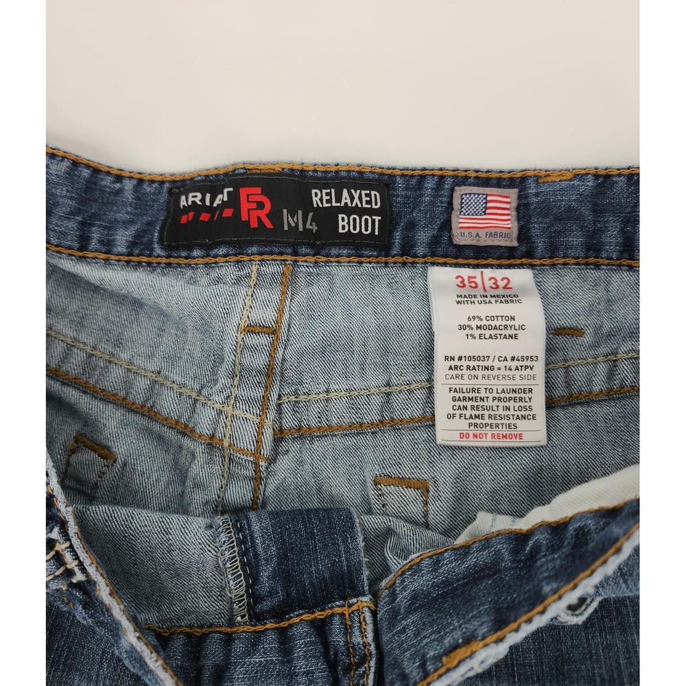 Ariat FR M4 Relaxed Boot Cut Jeans Mens 35x30 Flame Resistant CAT 2 Denim Blue - Picture 3 of 6